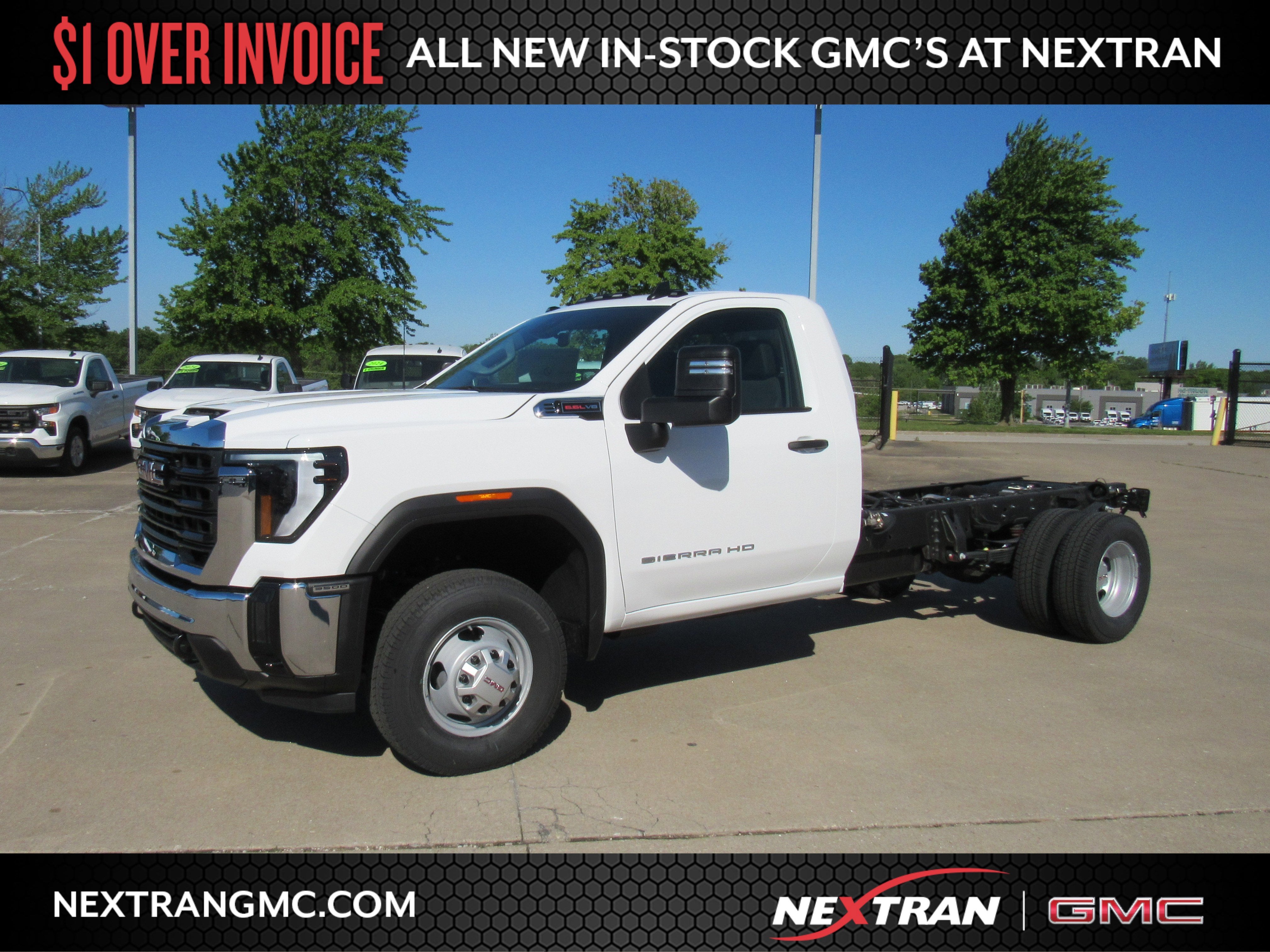 2026 GMC Sierra 3500 HD Chassis Cab Pro in Summit White — front three-quarter view