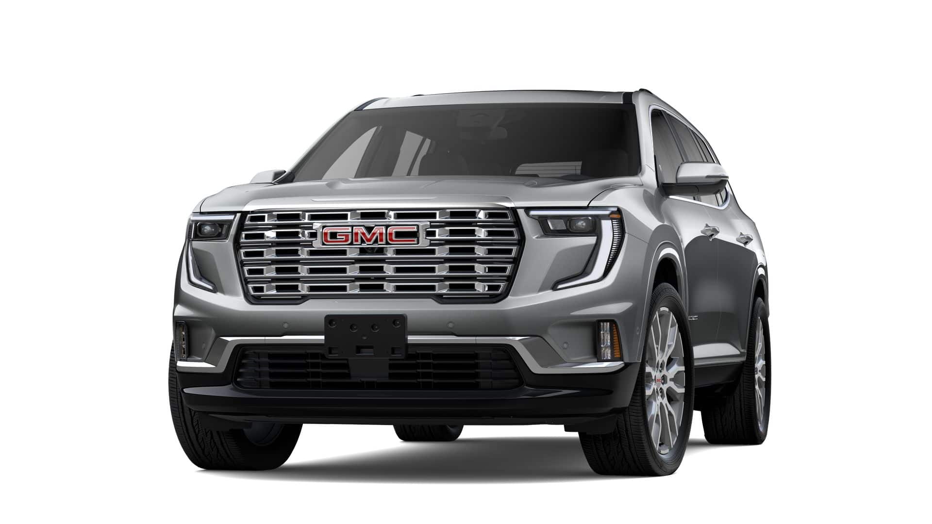 2026 GMC Acadia Denali in Sterling Metallic — front three-quarter view