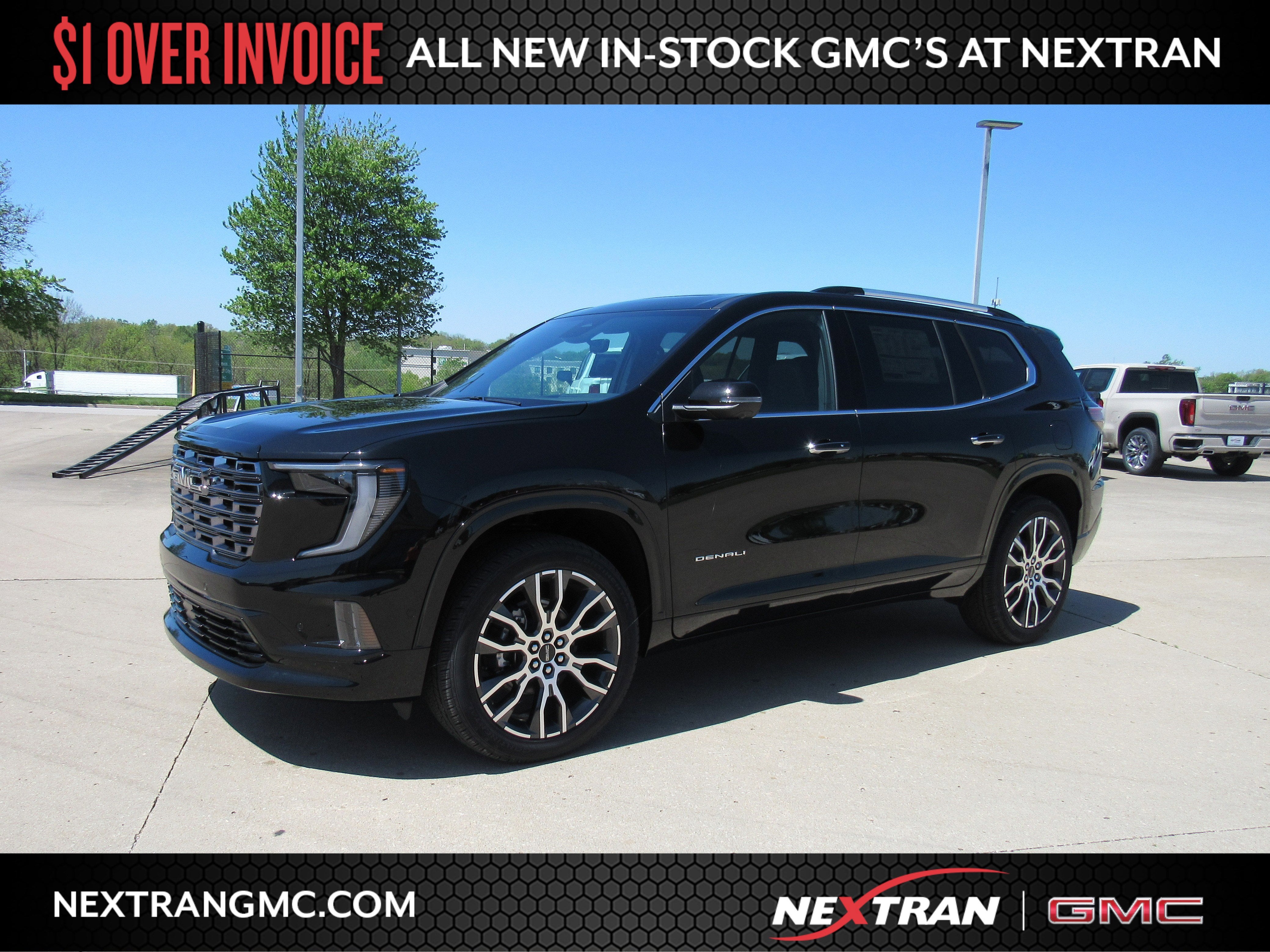 2026 GMC Acadia Denali Ultimate in Ebony Twilight Metallic — front three-quarter view