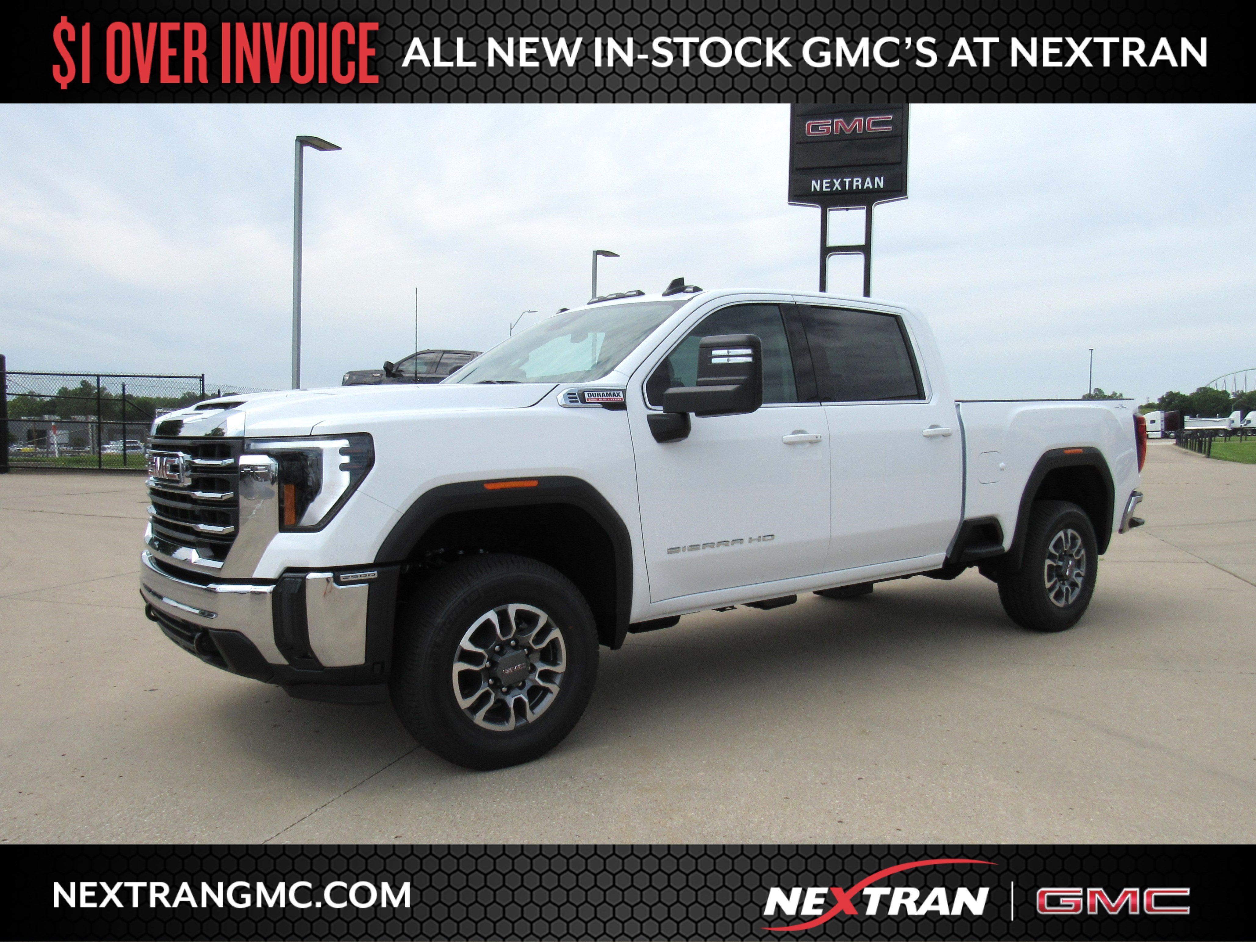 2026 GMC Sierra 2500 HD SLE in Summit White — front three-quarter view