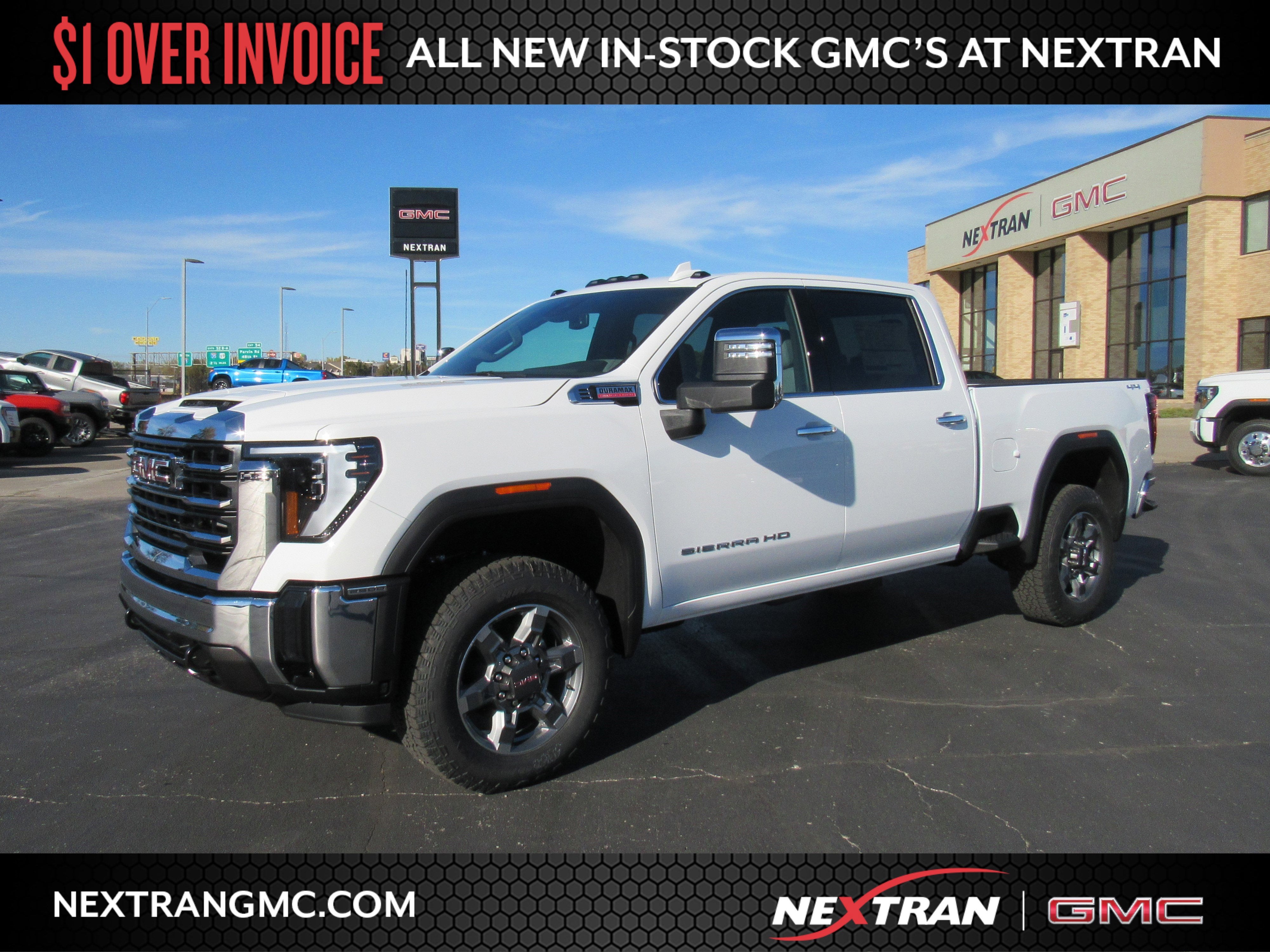 2026 GMC Sierra 2500 HD SLT in Summit White — front three-quarter view