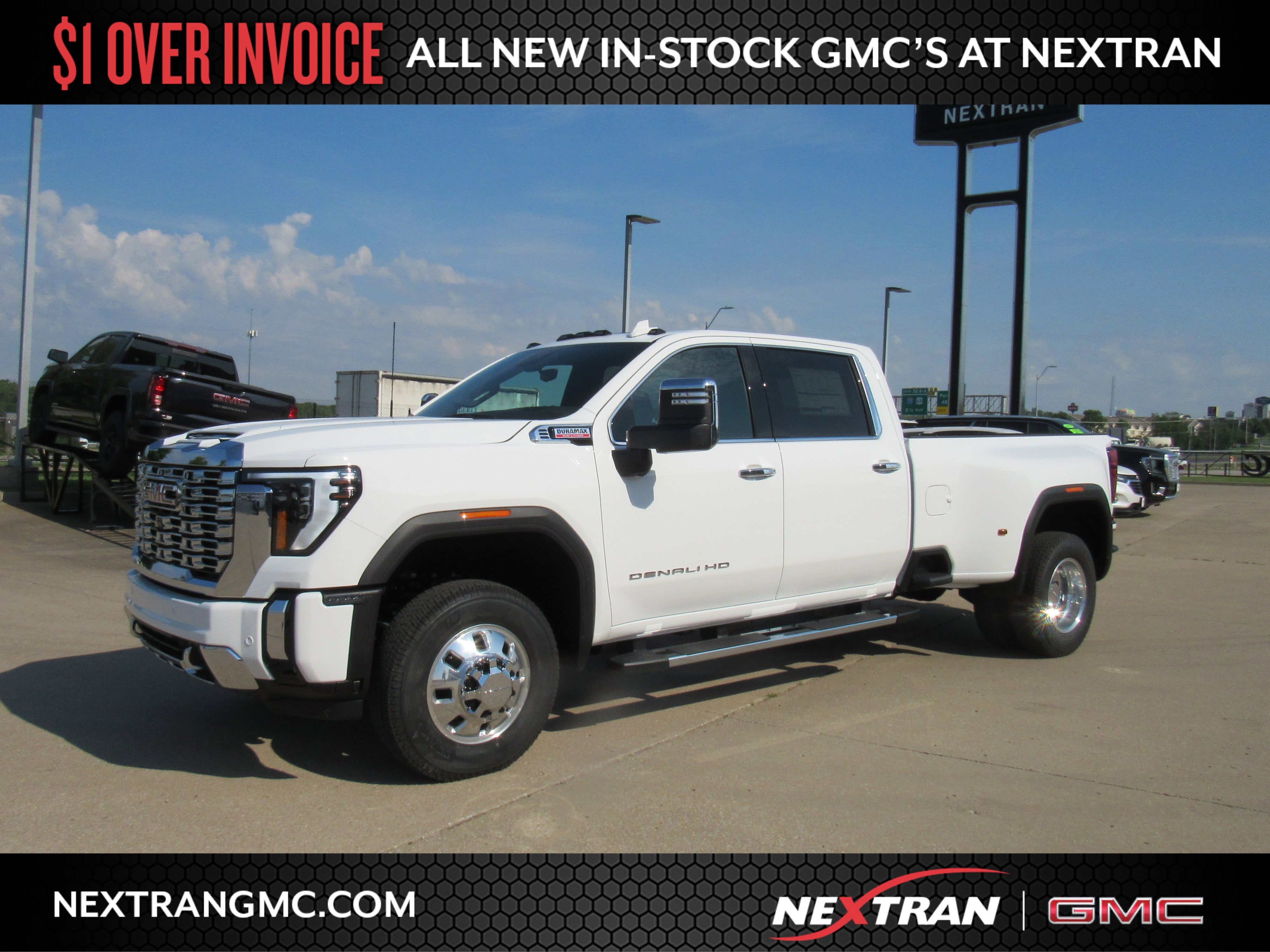 2026 GMC Sierra 3500 HD Denali DRW in Summit White — front three-quarter view
