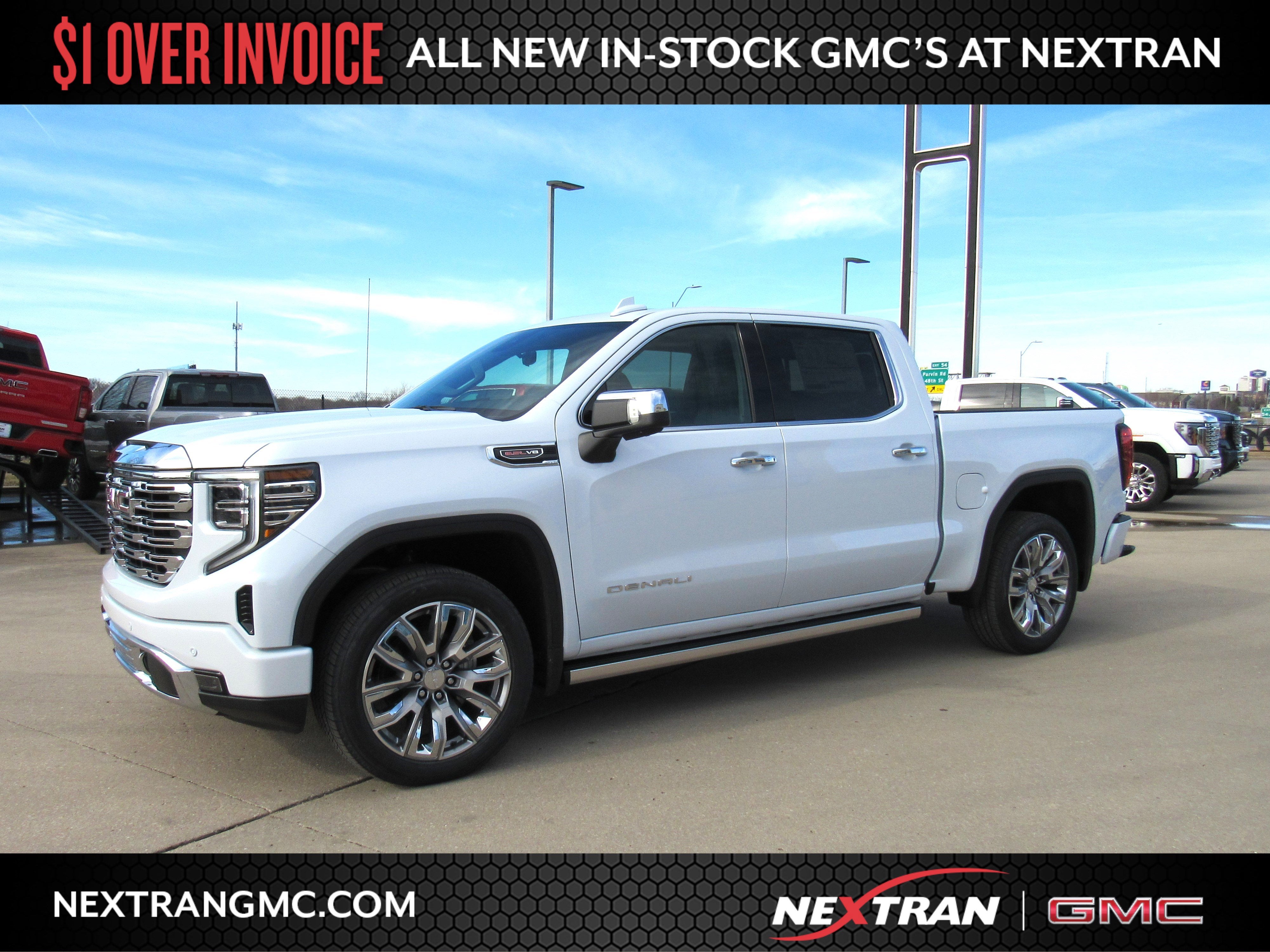 2026 GMC Sierra 1500 Denali in Glacier White Tricoat — front three-quarter view