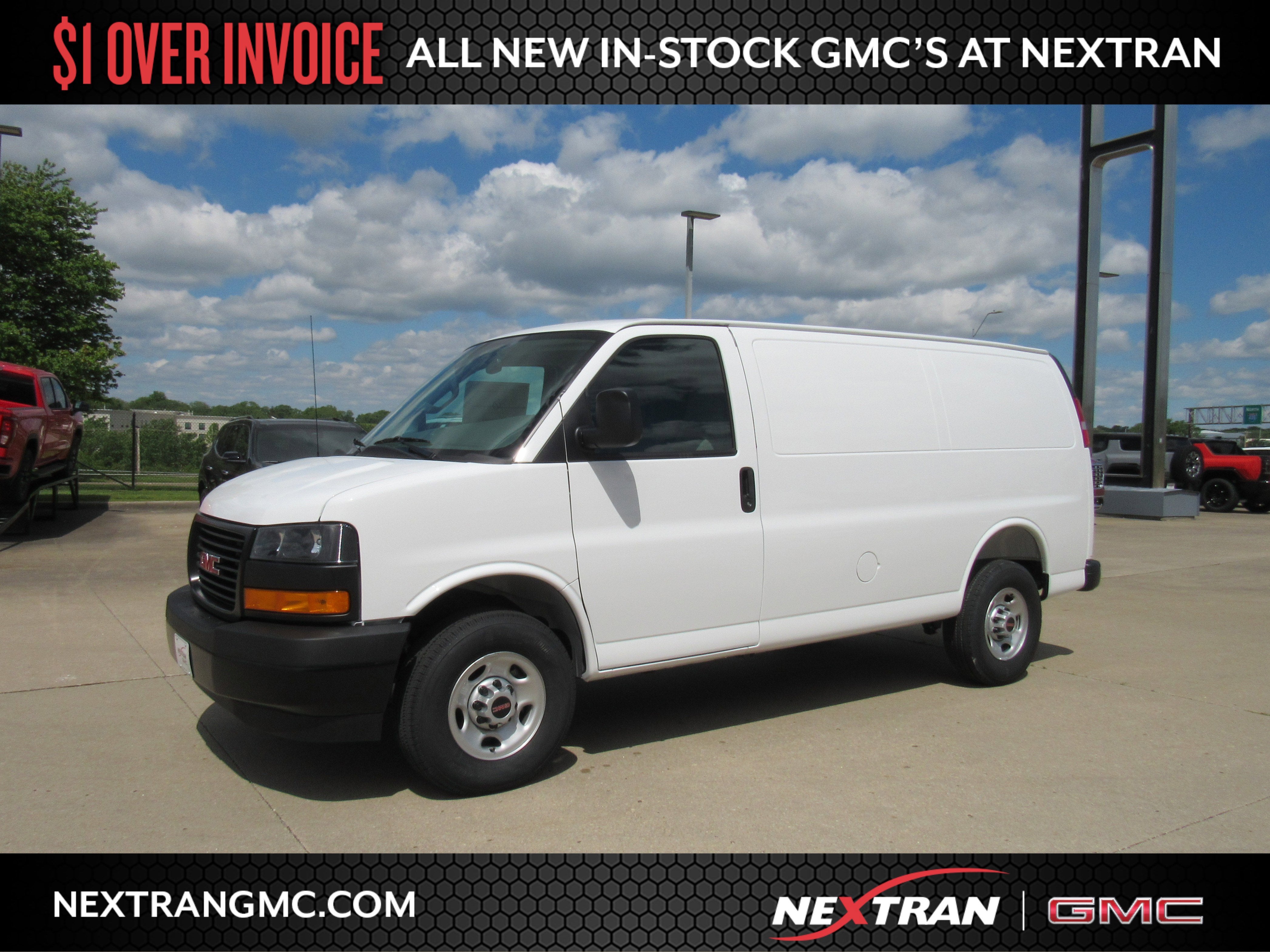 2026 GMC Savana Cargo Work Van in Summit White — front three-quarter view